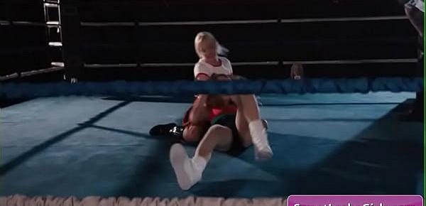 trendsNaughty lesbian girls Ariel X, Sinn Sage enjoy wrestling in the ring hardcore style